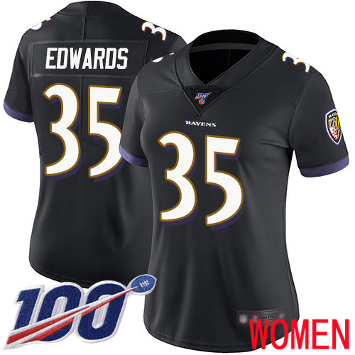 Baltimore Ravens Limited Black Women Gus Edwards Alternate Jersey NFL Football #35 100th Season Vapor Untouchable->women nfl jersey->Women Jersey